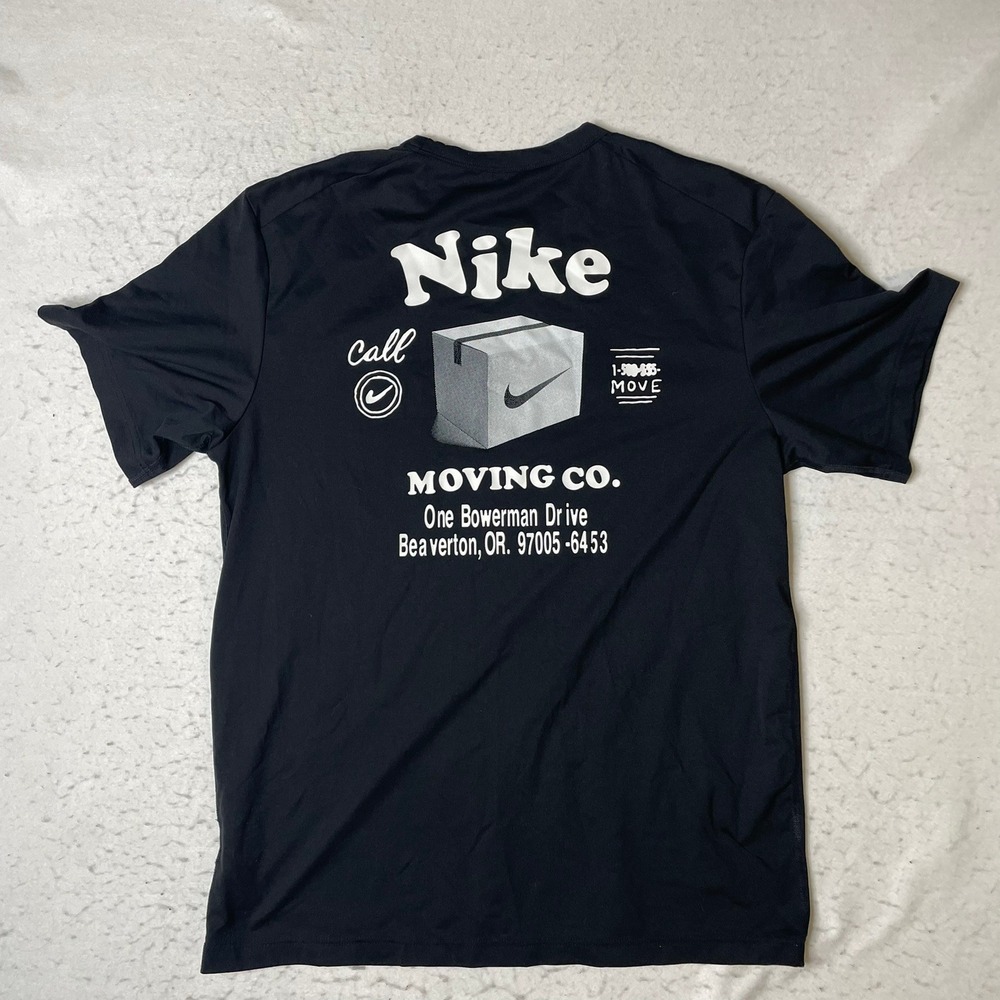 Nike Moving Co. Dri-Fit T-Shirt Mens Medium‎ Black Short Sleeve Graphic Tee